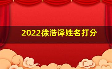 2022徐浩译姓名打分