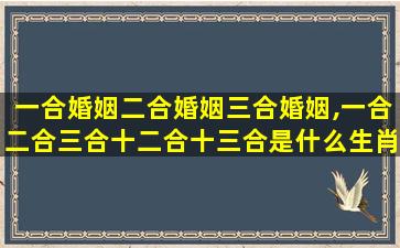 一合婚姻二合婚姻三合婚姻,一合二合三合十二合十三合是什么生肖