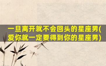 一旦离开就不会回头的星座男(爱你就一定要得到你的星座男)