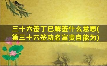 三十六签丁已解签什么意思(第三十六签功名富贵自能为)