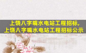 上饶八字嘴水电站工程招标,上饶八字嘴水电站工程招标公示