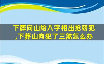 下葬向山给八字相出抢窃犯,下葬山向犯了三煞怎么办