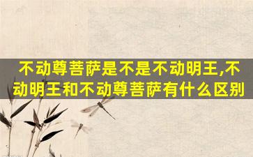 不动尊菩萨是不是不动明王,不动明王和不动尊菩萨有什么区别