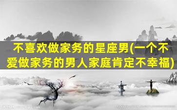 不喜欢做家务的星座男(一个不爱做家务的男人家庭肯定不幸福)