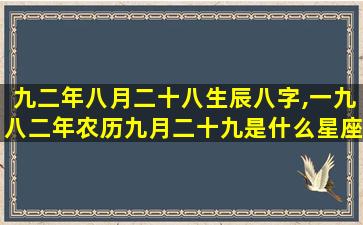 九二年八月二十八生辰八字,一九八二年农历九月二十九是什么星座