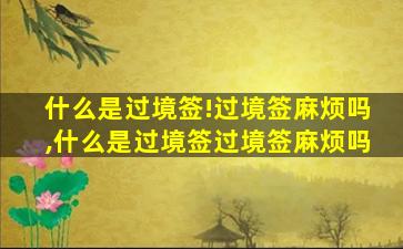 什么是过境签!过境签麻烦吗,什么是过境签过境签麻烦吗