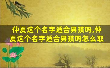仲夏这个名字适合男孩吗,仲夏这个名字适合男孩吗怎么取