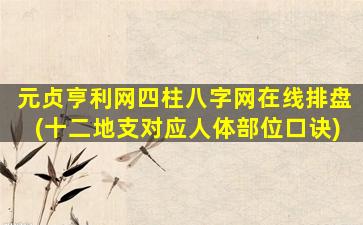 元贞亨利网四柱八字网在线排盘(十二地支对应人体部位口诀)