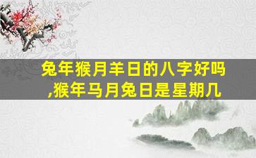 兔年猴月羊日的八字好吗,猴年马月兔日是星期几