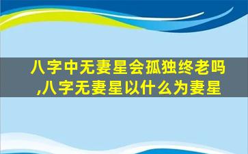 八字中无妻星会孤独终老吗,八字无妻星以什么为妻星