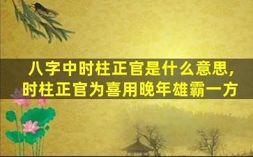 八字中时柱正官是什么意思,时柱正官为喜用晚年雄霸一方