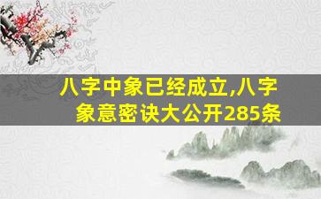 八字中象已经成立,八字象意密诀大公开285条