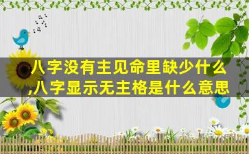 八字没有主见命里缺少什么,八字显示无主格是什么意思