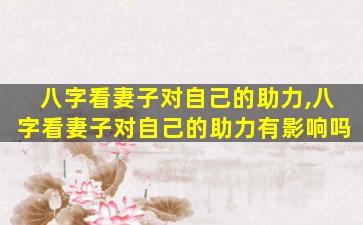 八字看妻子对自己的助力,八字看妻子对自己的助力有影响吗