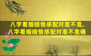 八字看婚姻情感配对准不准,八字看婚姻情感配对准不准确