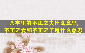 八字里的不正之夫什么意思,不正之妻和不正之子是什么意思