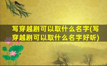 写穿越剧可以取什么名字(写穿越剧可以取什么名字好听)