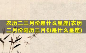 农历二三月份是什么星座(农历二月份阳历三月份是什么星座)