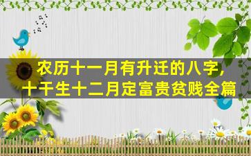 农历十一月有升迁的八字,十干生十二月定富贵贫贱全篇
