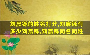刘晨铄的姓名打分,刘宸铄有多少刘宸铄,刘宸铄同名同姓