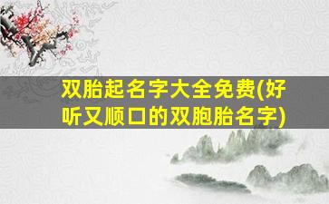 双胎起名字大全免费(好听又顺口的双胞胎名字)