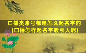 口播类账号都是怎么起名字的(口播怎样起名字吸引人呢)