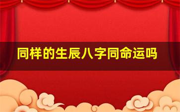 同样的生辰八字同命运吗