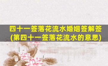 四十一签落花流水婚姻签解签(第四十一签落花流水的意思)