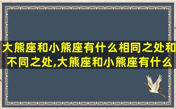 大熊座和小熊座有什么相同之处和不同之处,大熊座和小熊座有什么相同之处和不同之处呢