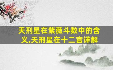 天刑星在紫薇斗数中的含义,天刑星在十二宫详解