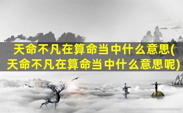 天命不凡在算命当中什么意思(天命不凡在算命当中什么意思呢)