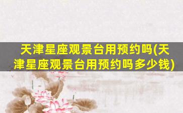 天津星座观景台用预约吗(天津星座观景台用预约吗多少钱)
