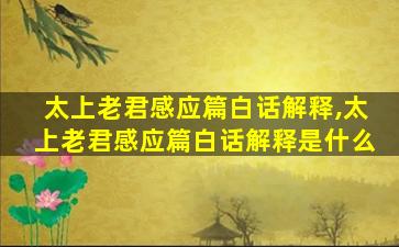 太上老君感应篇白话解释,太上老君感应篇白话解释是什么