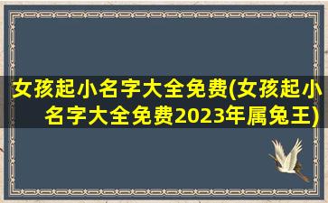 女孩起小名字大全免费(女孩起小名字大全免费2023年属兔王)