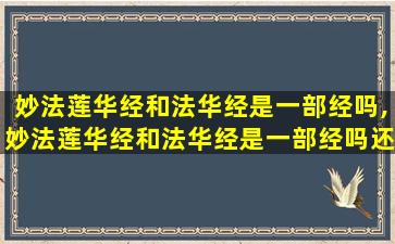 妙法莲华经和法华经是一部经吗,妙法莲华经和法华经是一部经吗还是经典