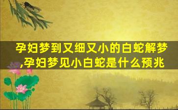 孕妇梦到又细又小的白蛇解梦,孕妇梦见小白蛇是什么预兆