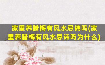 家里养腊梅有风水忌讳吗(家里养腊梅有风水忌讳吗为什么)