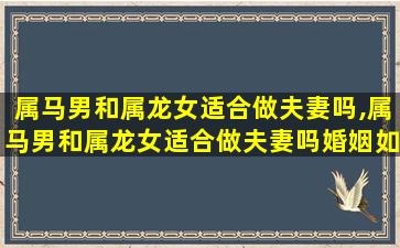 属马男和属龙女适合做夫妻吗,属马男和属龙女适合做夫妻吗婚姻如何