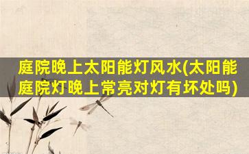 庭院晚上太阳能灯风水(太阳能庭院灯晚上常亮对灯有坏处吗)