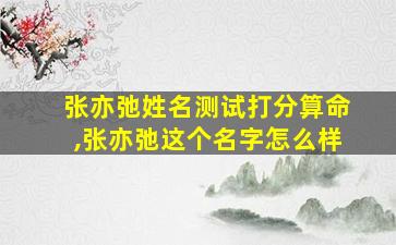 张亦弛姓名测试打分算命,张亦弛这个名字怎么样