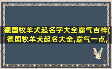 德国牧羊犬起名字大全霸气吉祥(德国牧羊犬起名大全,霸气一点,空的)
