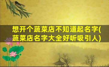想开个蔬菜店不知道起名字(蔬菜店名字大全好听吸引人)