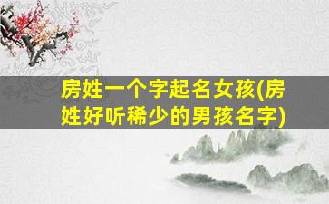 房姓一个字起名女孩(房姓好听稀少的男孩名字)