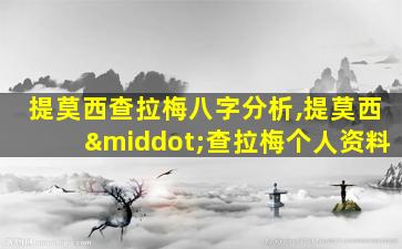 提莫西查拉梅八字分析,提莫西·查拉梅个人资料