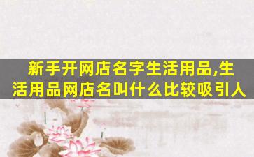 新手开网店名字生活用品,生活用品网店名叫什么比较吸引人