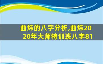 曲炜的八字分析,曲炜2020年大师特训班八字81
