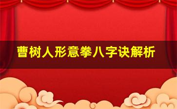 曹树人形意拳八字诀解析