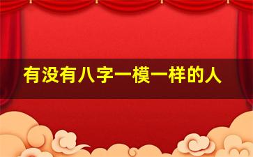 有没有八字一模一样的人
