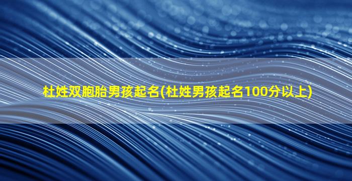 杜姓双胞胎男孩起名(杜姓男孩起名100分以上)