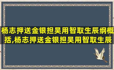 杨志押送金银担吴用智取生辰纲概括,杨志押送金银担吴用智取生辰纲概括150字